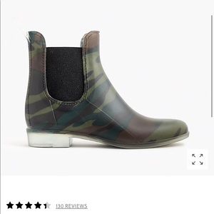 NEW J. Crew Matte Chelsea Ankle Rain Boot H0421 camouflage green booties